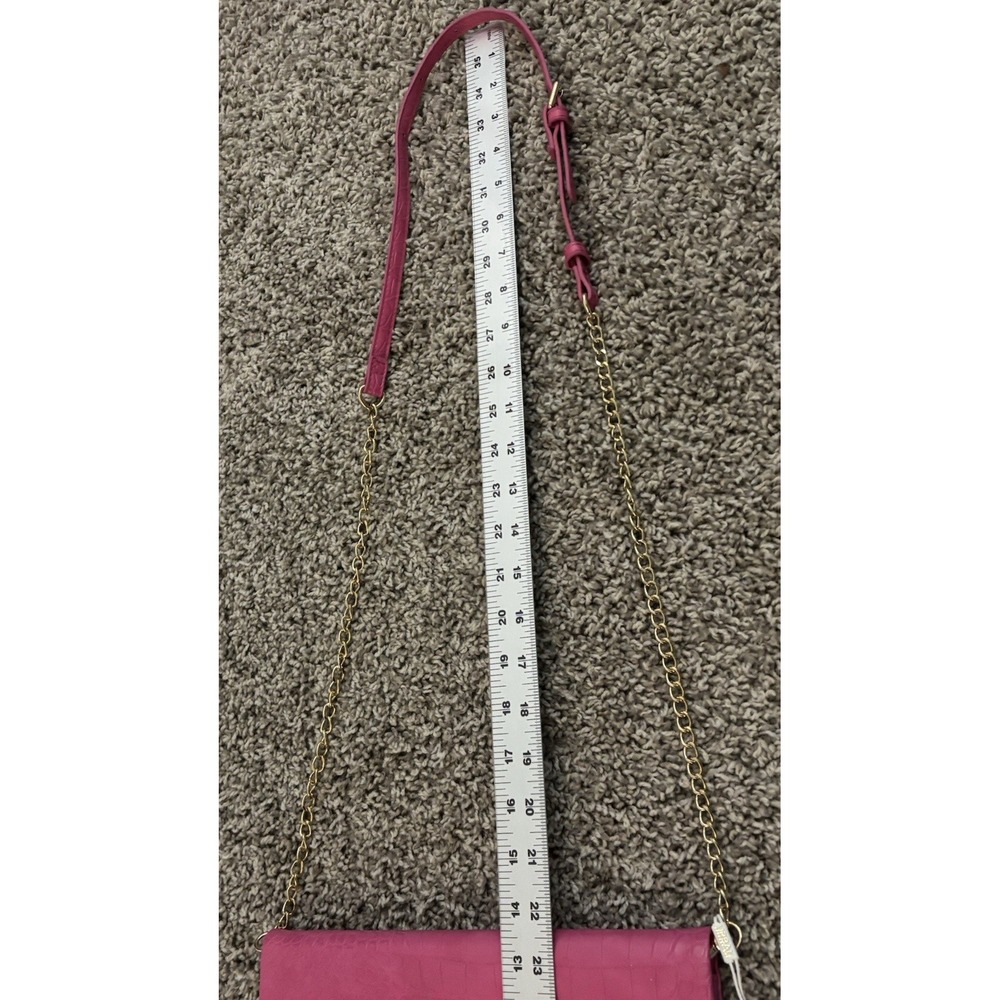 Urban Expressions Pink Croc Embossed Vegan Leather Crossbody Clutch Bag New - Picture 11 of 16